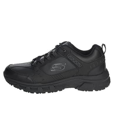 Skechers Oak Canyon Redwick Hommes Formateurs, Black Leather Synthetic Textile Black Trim, 44 EU