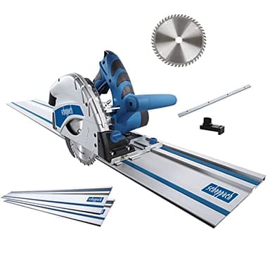 Scheppach Scie circulaire plongeante PL55 avec rail de guidage 140 cm (2x 70 cm) | 1200 W | Profondeur de coupe 55mm | Lame Ø160mm 24 dents | Joint d’ombrage 16 mm | Lame HW de rechange incluse