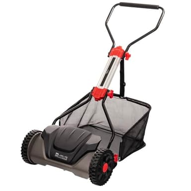 LEHMANN Tondeuse Hélicoïdale 40 cm avec bac 30 L – Tondeuse Manuelle pour pelouse sans électricité, mécanique avec 5 Lames, Hauteur de Coupe réglable 15–42 mm, poignée Pliable