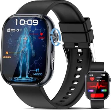 YUPENG Montre Connectée avec ECG/HRV/Acide urique/IMC/𝐆𝐥𝐲𝐜é𝐦𝐢𝐞, 1.95" AMOLED Smartwatch avec Appel Bluetooth, Détection des émotions Montre Connectee, Appel d'urgence/SOS pour Android iOS