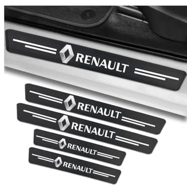 Générique 4 Pièces Protection Seuil de Porte de Voiture pour Renault Captur Koleos Espace Fluence ， Autocollant en Cuir de Fibre de Carbone Plinthes pour Auto