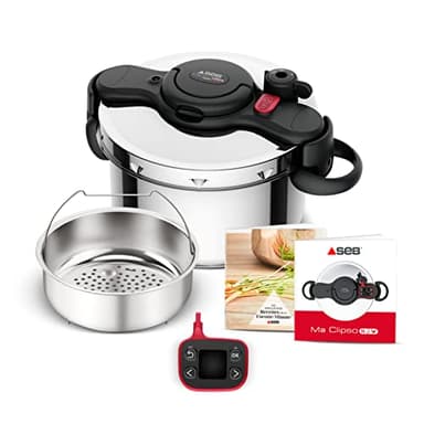 SEB Clipso Now+ Cocotte-minute® 7,5 L, Résultats de cuisson parfaits, Gain de temps, Ouverture facile, Minuteur intelligent, Fabriqué en France, Poignées rabattables P4904850