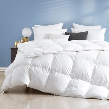 Dafinner Luxe Couette en Duvet pour Toute L'année 90% Duvet lit 2 Personne 200 × 200 cm, Certifiée Oeko-Tex&RDS, Lavable en Machine 330 GSM Blanc