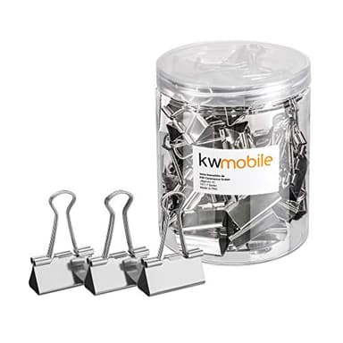 kwmobile Pince double clip - Lot 50x pince en métal avec double clip pour papiers feuilles documents listes notes photos - Fourniture de bureau