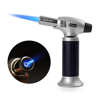 Chalumeau de cuisine rechargeable avec verrouillage de sécurité et flamme réglable, idéal pour crème brûlée, dessert, barbecue, bricolage (Noir)