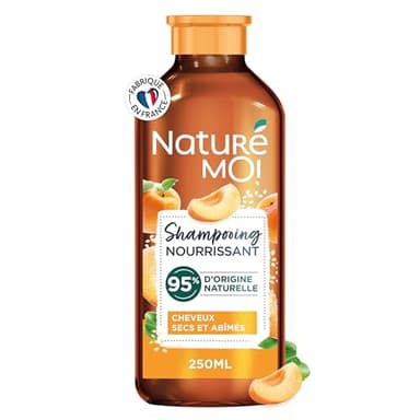 Naturé Moi - Shampooing Nourrissant - Soin Cheveux Secs et Abîmés - Shampooing Sans Sulfate - Nourrit et Répare - Abricot et Huile de Sésame Bio - 95% d'Origine Naturelle - 250 ml - Fabriqué en France