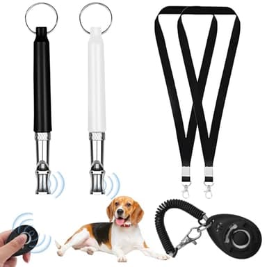 2 Pièces Sifflets pour Chien avec Clicker pour Chien Sifflet Ultrason Chien Anti Aboiement Sifflet Dressage Chien avec Lanière Sifflet et clicker pour Dressage de Chiens