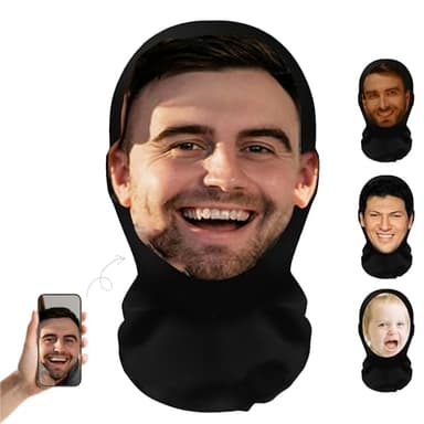 Ghost Cagoule Personnalisable - Masque Personnalisable, Ajoutez Une Photo de Votre Visage, Créez Votre Propre Masque Cagoule Moto pour Halloween Cosplay Cadeaux Personnalisés, Maille Légère