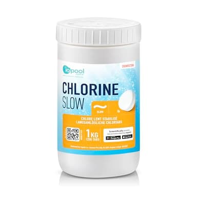 IOPOOL – Chlore Piscine Lent en Galet – Désinfection Eau Piscine – Haute Qualité – Conseils sur l’Appli – 1 kg