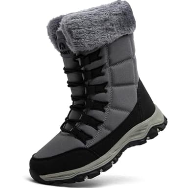 VTASQ Bottes de Neige Femme Doublé Chaud Antidérapantes Outdoor Bottine de Randonnée Chaussures d'hiver Gris 40EU