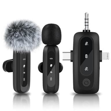aceyoon Micro Cravate sans Fil pour iPhone Android PC Caméra, Clip-on Lavalier Microphone Plug-Play Réduction du Bruit Micro Cravate USB C avec Écran LED pour l'Enregistrement, Vlog, Youtube,TikTok