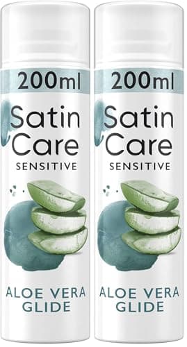 Gillette Satin Care Gel À Raser Pour Femme Glisse Aloe Vera, 200ml, Spécifiquement Conçu Pour Les Peaux Sensibles (Lot de 2)