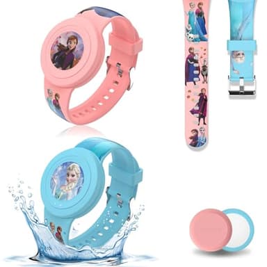 2pcs Bracelet pour Enfants Étanche pour AirTag, Mignon Dessin Animé Réglable IP53 Silicone Caché pour Apple Air Tag HolderÉtui en Silicone Souple Anti-Perte GPS Tracker(geai,rose2)