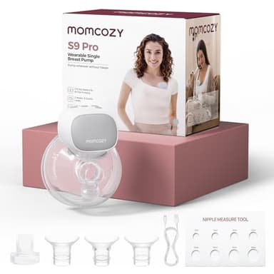 Momcozy S9 Pro Tire Lait Electrique Actualisé, Tire-lait Mains Libres Avec Batterie à Longue Durée et écran LED, Tire Lait Portable Avec 2 Modes et 9 Niveaux - 24mm (Gris, 1 Pack)