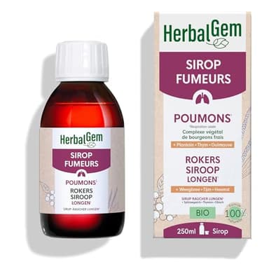 HERBALGEM - Sirop Des Fumeurs - Poumons - Confort Respiratoire - Pour Le Bien-Être Des Fumeurs - Recette Traditionnelle - Certifié Bio - 250 ml