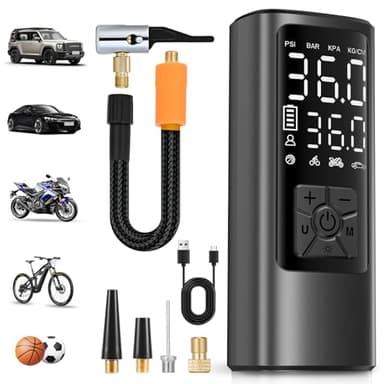 HOVVIDA Gonfleur Pneus Voiture, Compresseur à Air Portatif sans Fil, 150 PSI (10,3 Bar), Gonfleur Electrique, Pompe a Velo, Inflation Rapide, Arrêt Automatique, LED, pour Voiture, Moto, Vélo, Ballon
