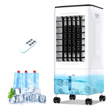 Climatiseur Mobile, 3 en 1 Rafraichisseur d'air Silencieux avec 5.5L Large Réservoir d'eau, 3 Vitesses, 7H Minuteries, 60°Oscillation, Sans évacuation, Climatiseur Portable pour Chambre,Cuisine,Bureau