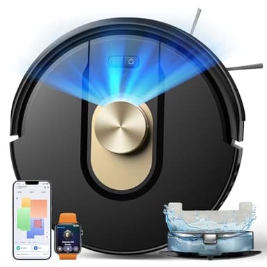 Vexilar Cleanova W9 Robot Aspirateur Laveur, 8000Pa/150Min Aspirateur Robot, Navigation LiDAR avec Cartographie, Zones Virtuelles, Alexa/APP, Idéal pour Les Sols,Tapis Poils d'animaux