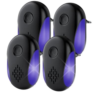 Etpark Répulsif Ultrason Souris et Rats 4 Pack,Puissant Ultrasonique Contre Les Nuisibles for Anti Mouse Rats Rongeurs Araignée and Other Pests Efectively(Noir)