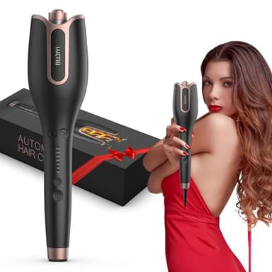 Boucleur a Cheveux, Fer a Boucler, Boucleur Automatique, 4 Température Réglable,Câble Anti-emmêlement Rotatif à 360° Alimentation Sans Interrupt (Noir)