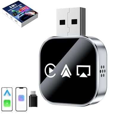 Wireless CarPlay Mirror Link Adapter, Upgrade 3 in 1 Auto Adapter, Mirror Phone to Car Screen, 2.4/5ghz WiFi&Bluetooth 5.0 for Phone,AirPlay/Android Auto Fast Stable Connection (for Android)