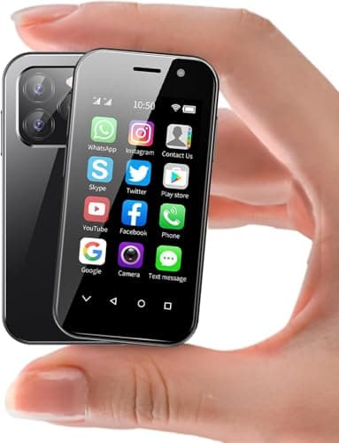 Mini Smartphone débloqué, téléphone Portable 4G de 3.0 Pouces, Android 9, Double SIM, Reconnaissance faciale, GPS OTC Google Play (Noir, 64, GB)
