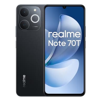 realme Note 70T 4G 4+128Go Smartphone, 6.75 Pouces d'écran, Black, 90Hz d'affichage, 6000 mAh de Batterie, 32 MP de caméra, Processeur Octa-Core Puissant, Protection ArmorShell, IP54