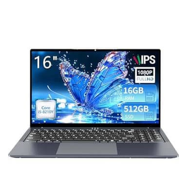 KeeUiU 16" Ordinateur Portable Core i5 8210Y (jusqu'à 3.6 GHz) 16Go RAM 512Go SSD Win 11 Laptop Écran IPS Clavier Numérique Rétroéclairé RJ45 USB3.0 HDMI BT 5.0 – PC Portable Multitâche et Mobilité