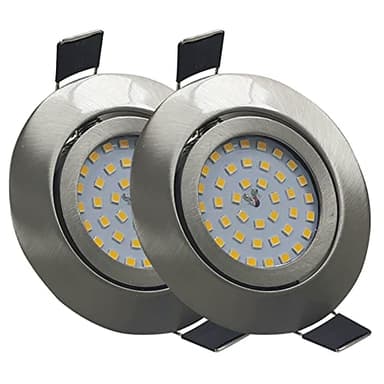 LED ATOMANT Lot de 2 Spot LED Encastrable Acier Rond Orientable 80mm hauteur 25mm 7W, Couleur Blanc Chaud (3000K), 700 lumens, Direct à 220V