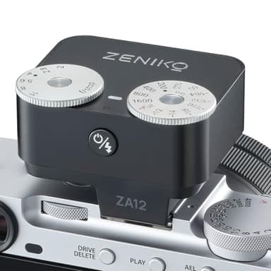ZENIKO ZA12 Flash pour appareil photo double roue, mini flash rétro avec mode automatique, flash de type C rechargeable, 60 g, léger, portable, pour appareils photo sans miroir et DSLR (noir)