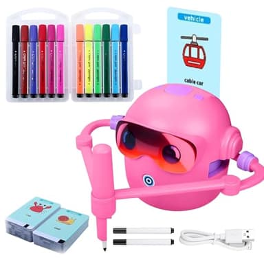 Pictobot Robot De Dessin Pour Enfant, Petit Robot Qui Fait Des Dessins, PictoRobot, Avec 100 Cartes & Stylo, RobotEnfant Parlant Anglais Rechargeable Type-C - Jouet Créatif 3 À 10 Ans Garçons Filles