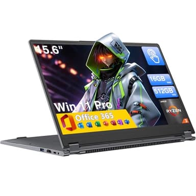 Yoga 2-en-1 Ordinateur Portable 15,6",Win 11 Pro 16 Go de RAM DDR4, 512 Go de SSD ,AMD Ryzen 3 3200U (jusqu'à 3,5 GHz),AMD Radeon Vega 3,Écran Tactile Full HD,Wi-FI 5,BT5.1,RJ45,Clavier rétroéclairé