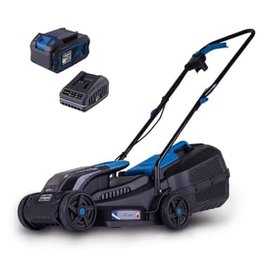Scheppach Tondeuse à Gazon sans Fil BC-MP320-X 20V Brushless | Largeur de Coupe 32cm | 250-300 m2 | Hauteur de Coupe de 20-60mm | Bac de ramassage 30L | avec Batterie 4 Ah et Chargeur 2,4 A