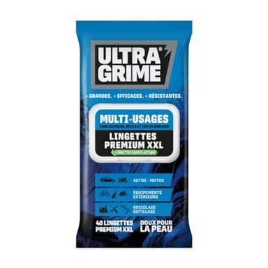 UltraGrime L'Originale XXL 40 Grandes Lingettes Multi-Usages en Tissu - Épaisses et Résistantes sans Plastique pour Saletés Tenaces sur Voitures, Outils