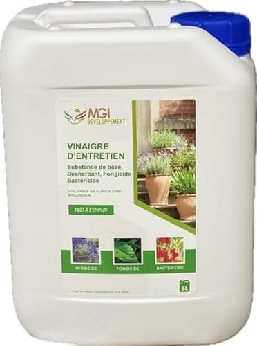 5l Vinaigre – Désherbant Naturel Puissant, Nettoyant et Détartrant Multi-Usages - Jardin, Maison, Extérieur - Utilisable en Agriculture Biologique (Fongicide/Bactéricide) – Fabriqué en France