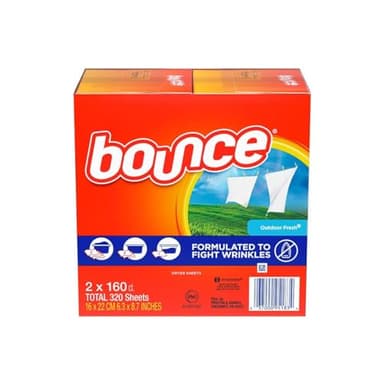 Bounce Lot de 2 boîtes de feuilles de séchage pour extérieur, 320 feuilles au total