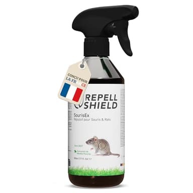 RepellShield® Répulsif Anti Souris & Anti Rat -500ml- Non Tachant, Usage Intérieur & Extérieur, Huile Essentielle Menthe Poivrée, Résultats en 7-10 Jours - Anti Rongeur, Anti Souris et Rats Puissant