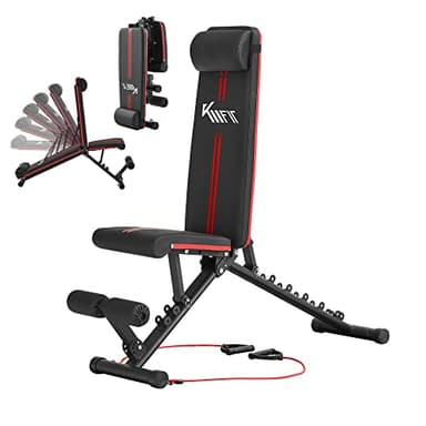 KM-Fit Banc de musculation pliable Multifonction Training Banc de fitness | Dossier réglable en 6 positions | Siège réglable en 3 positions | Surface EVA respirante