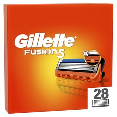 Gillette Recharges De Rasoir Fusion5 Pour Hommes, Pack De 28, AUTHENTIQUES, Cartouches Avec Bande Lubrifiante Et 5 Lames Pour Un Rasage Manuel Efficace, Compatibles Avec Les Manches De La Série Fusion