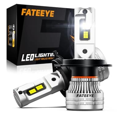 FateEye Ampoule H4 LED 200W 44000LM - 900% 6500K Blanc Froid, Plus de 100 000 Heures de Durée de vie, Ampoule LED H4 12V pour Phares de Voitures Ou Motos, Plug and Play, Pack de 2