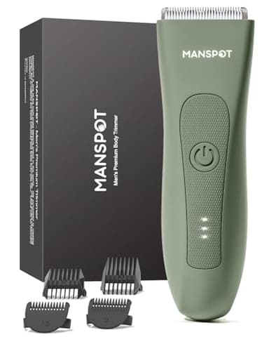 MANSPOT Tondeuse Corps Homme, Tondeuse Intime Homme Étanche IPX7 Wet & Dry, Rasoir Electriques avec Lame en Céramique Hypoallergénique, Rasoir Corps pour Aisselles, Corps, Partie Intimes (Vert Armée)