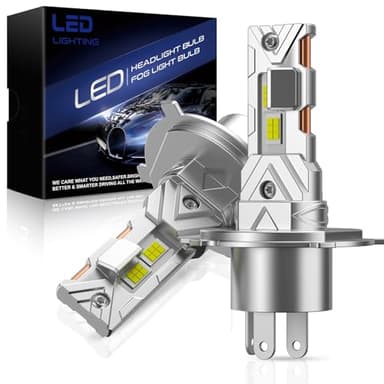 JOSHF Ampoule H4 LED, 18000LM 6500K Blanc Puissant H4 LED 500% Luminosité, Halogen Replacement, Plug-N-Play Ampoules de Phare Voiture et Moto, Lot de 2
