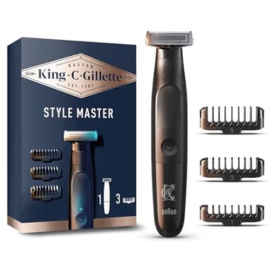 Gillette King C. Tondeuse Électrique pour Homme, À Barbe Courte De 3 Jours, avec Une Lame 4D pour Définir Les Contours Et 3 Sabots Interchangeables pour Un Rasage Flexible, Rasoir Étanche, sans Fil