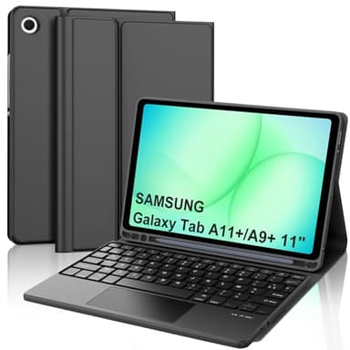 Coque Clavier pour Samsung Galaxy Tab A11+/A9+ 11 Pouces, AZERTY Français Housse Clavier Bluetooth Détachable avec Pavé Tactile pour Tablette Samsung Galaxy Tab A11 Plus/A9 Plus 11" 2025/2023, Noir