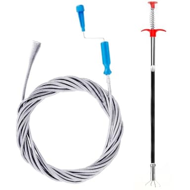 Lot de 2 Furet Deboucheur Canalisation Professionnel 10m & 1.4m Furet plomberie Deboucheur wc Déboucheur canalisation Deboucheur evier Sonde de Debouchage pour WC Evier Canalisation