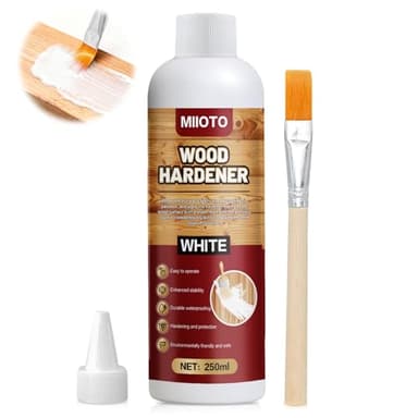 Miioto Durcisseur Bois Pourri, Durcisseur pour Bois, Consolidation du bois, Durcissement D'un boiss Friable, Ramolli ou Pourri, Intérieur/Extérieur, Facile à Appliquer, 250ml