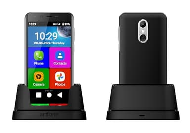 Téléphone Portable pour Personnes âgées 4G, Smartphone Artfone Smart_500, Senior, Bouton SOS, Grandes icônes, Base de Charge, Mode Simple, Volume élevé, Batterie 2550 mAh (SMART-500-2025)