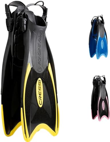 Cressi Snorkeling Adjustable Fins – Long Versatile Open Heel Flippers – Palau Laf Made in Italy by Cressi : Quality Since 1946, CA115138, Noir/Jaune, S/M