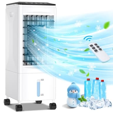 Climatiseur Mobile Silencieux, 3 en 1 Rafraichisseur d'air Sans évacuation avec 3 Vitesses, 5.5L Large Réservoir d'eau,1-7H Minuterie,Oscillation,Télécommande,Climatiseur Portable pour Maison Bureau