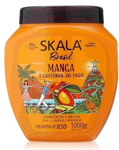 -SKALA EXPERT- Masque/Après-Shampooing "Manga et Châtaigne" 2 en 1-1000ml- 100% Vegan - Récupère l'hydratation et réduit les frisottis.